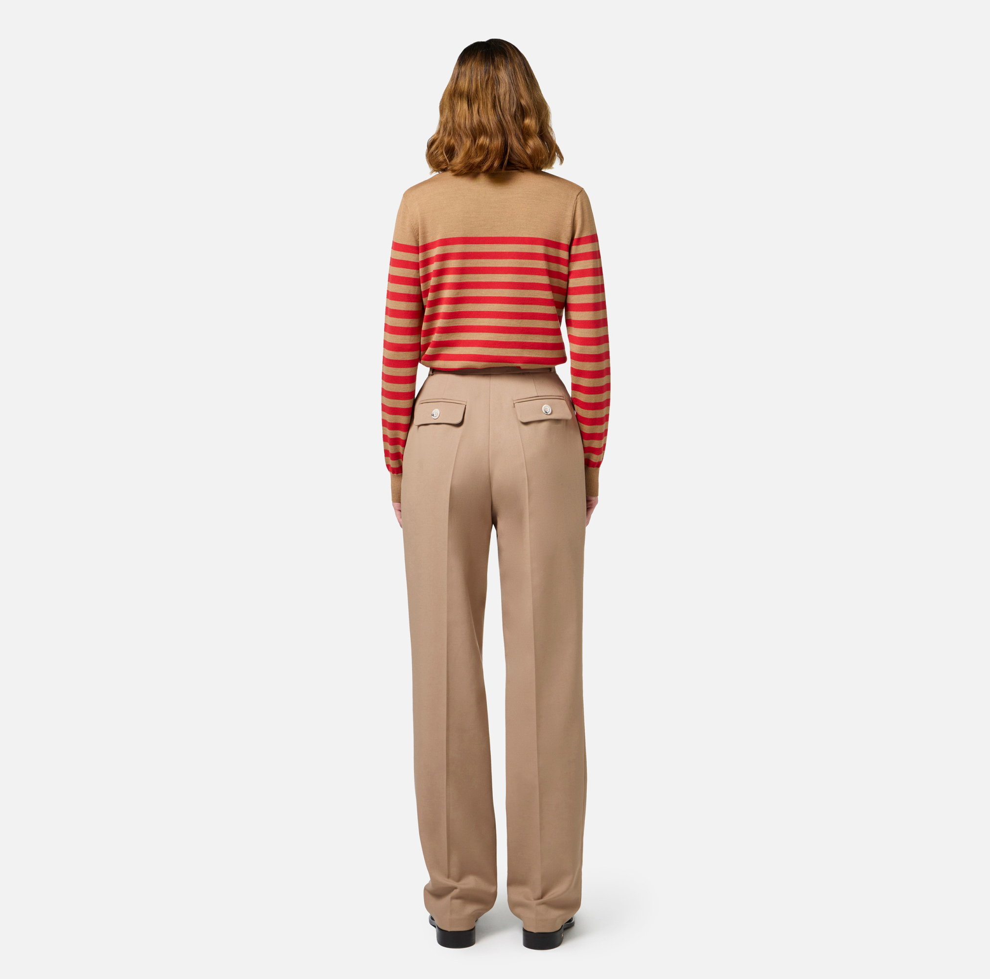 Elisabetta Franchi Wool Pleated Casual Pants In Brown