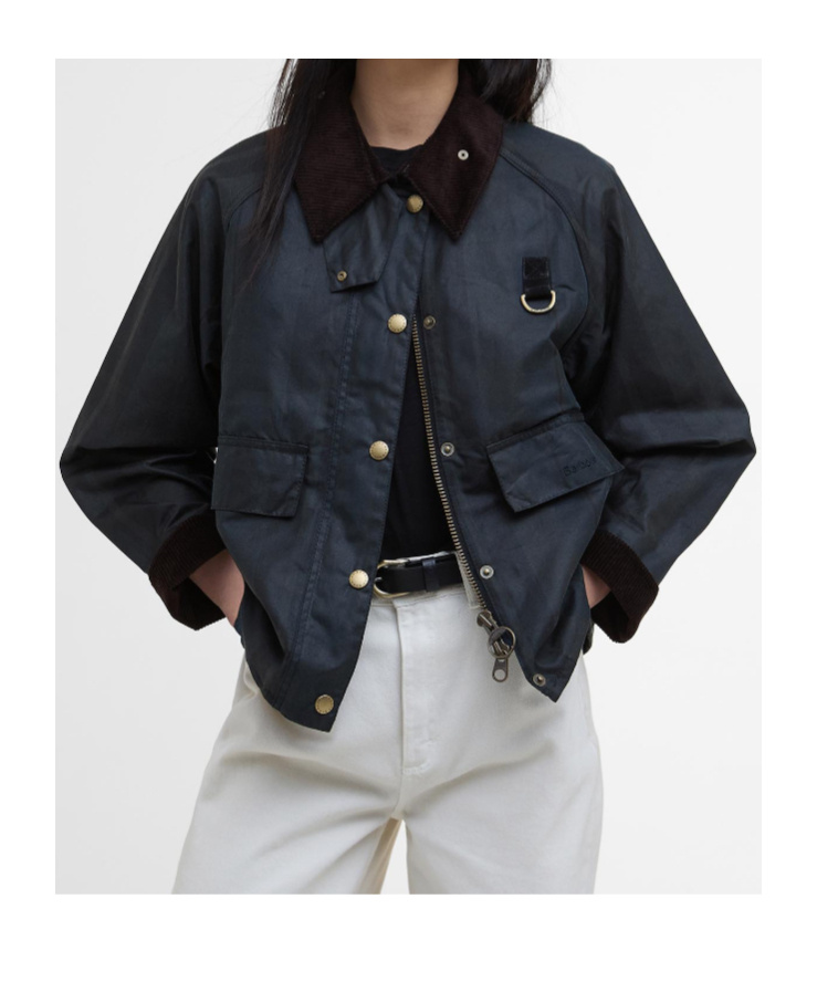 Barbour Dundee Tartan Spey Waxed Jacket In Black