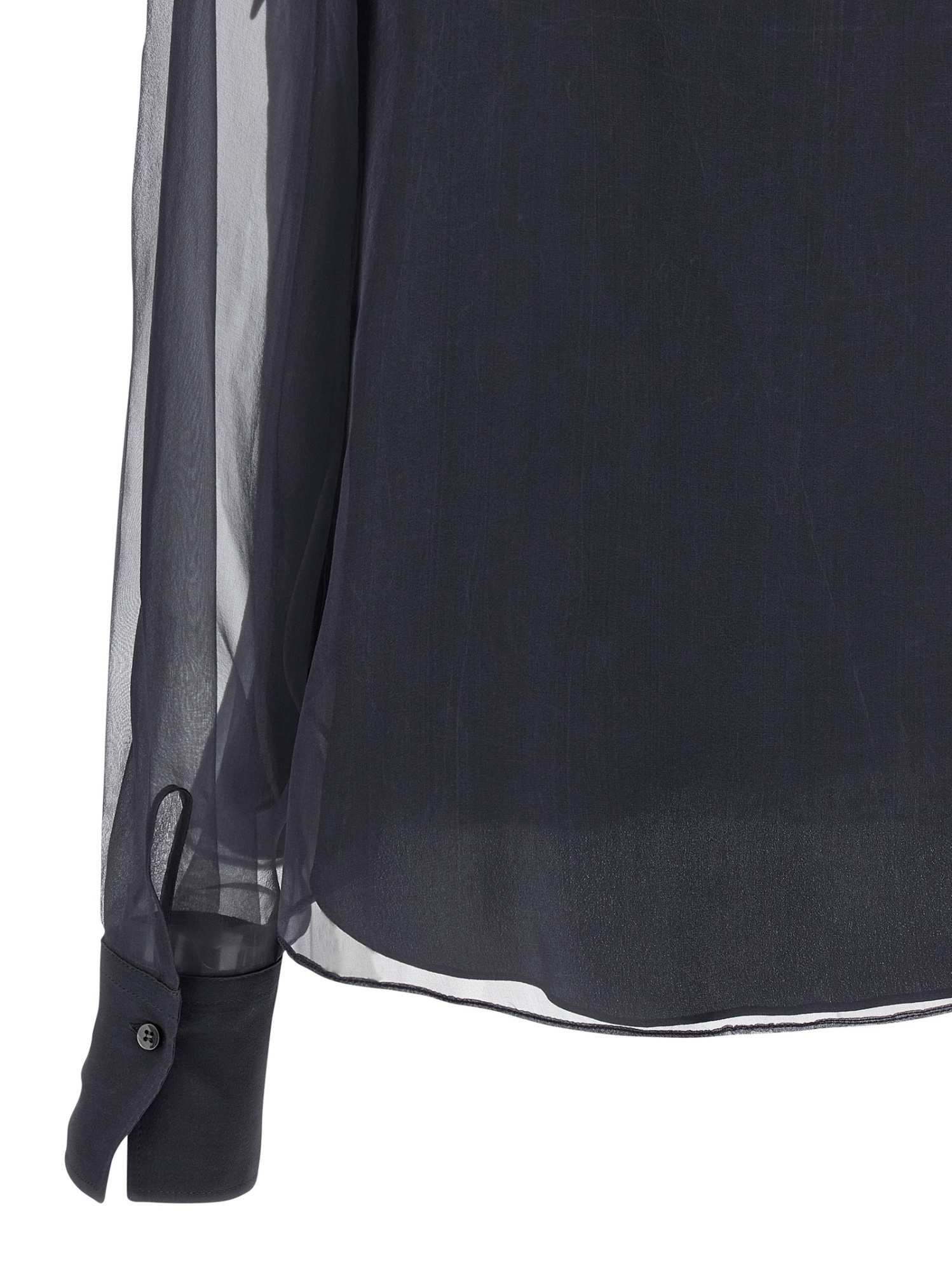Brunello Cucinelli Crispy Silk Blouse Shirt And Blouse Gray In Blue