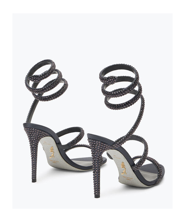 René Caovilla Crystal Embellished Leather Sandals In Black