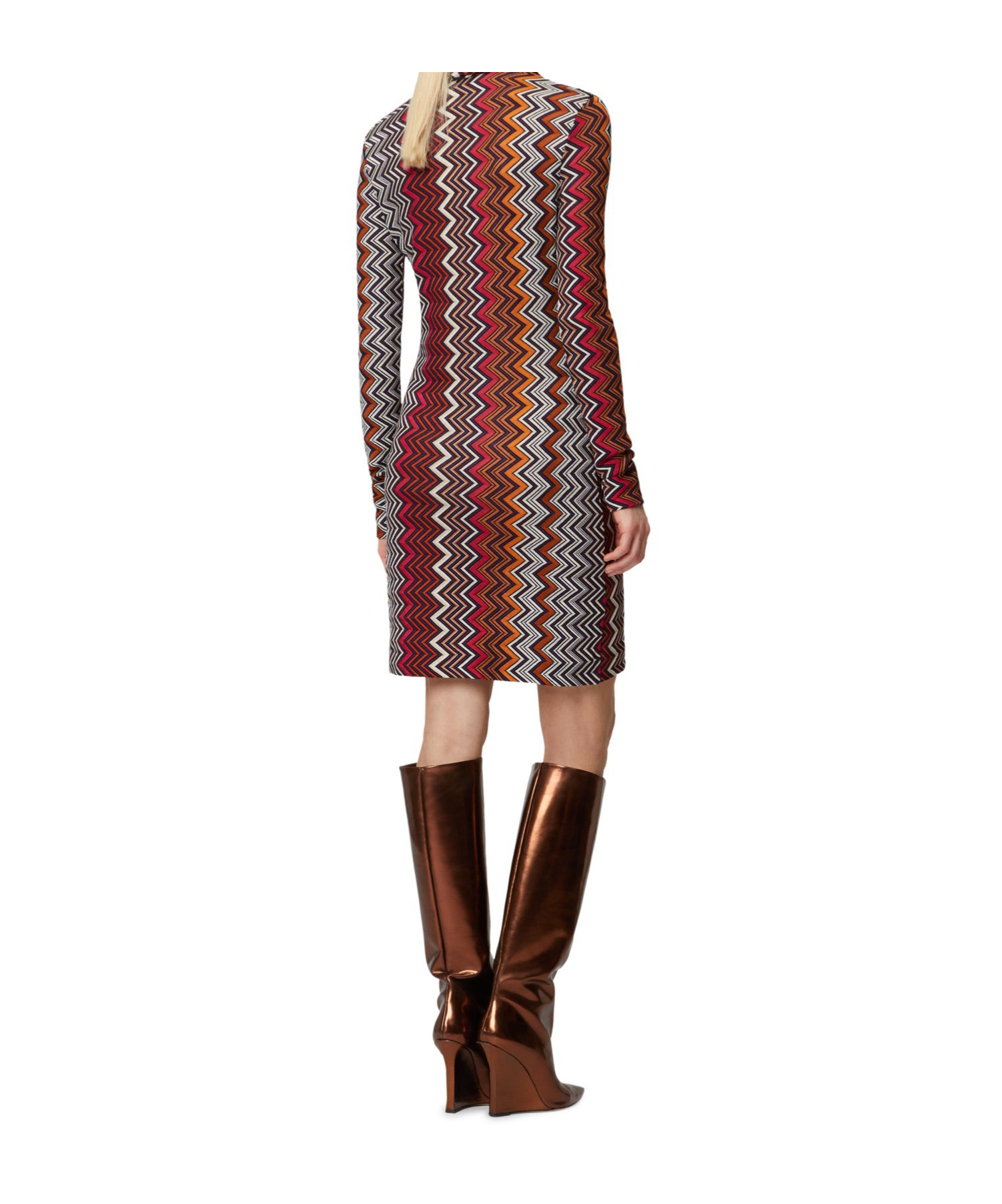 Missoni Polo Cut Dress In Viscose And Zigzag Wool In Multicolor