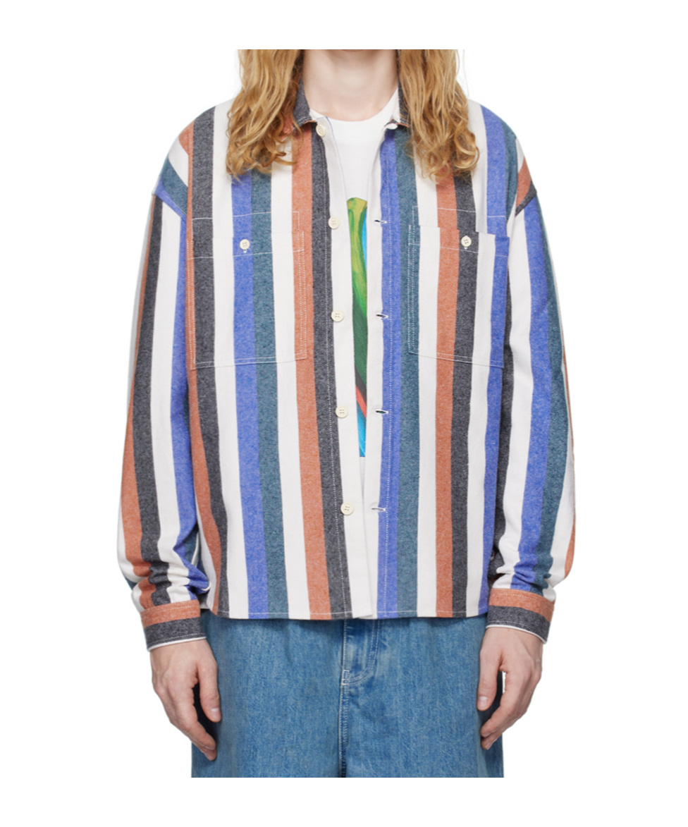 Sunnei Multicolor Striped Over Shirt In White