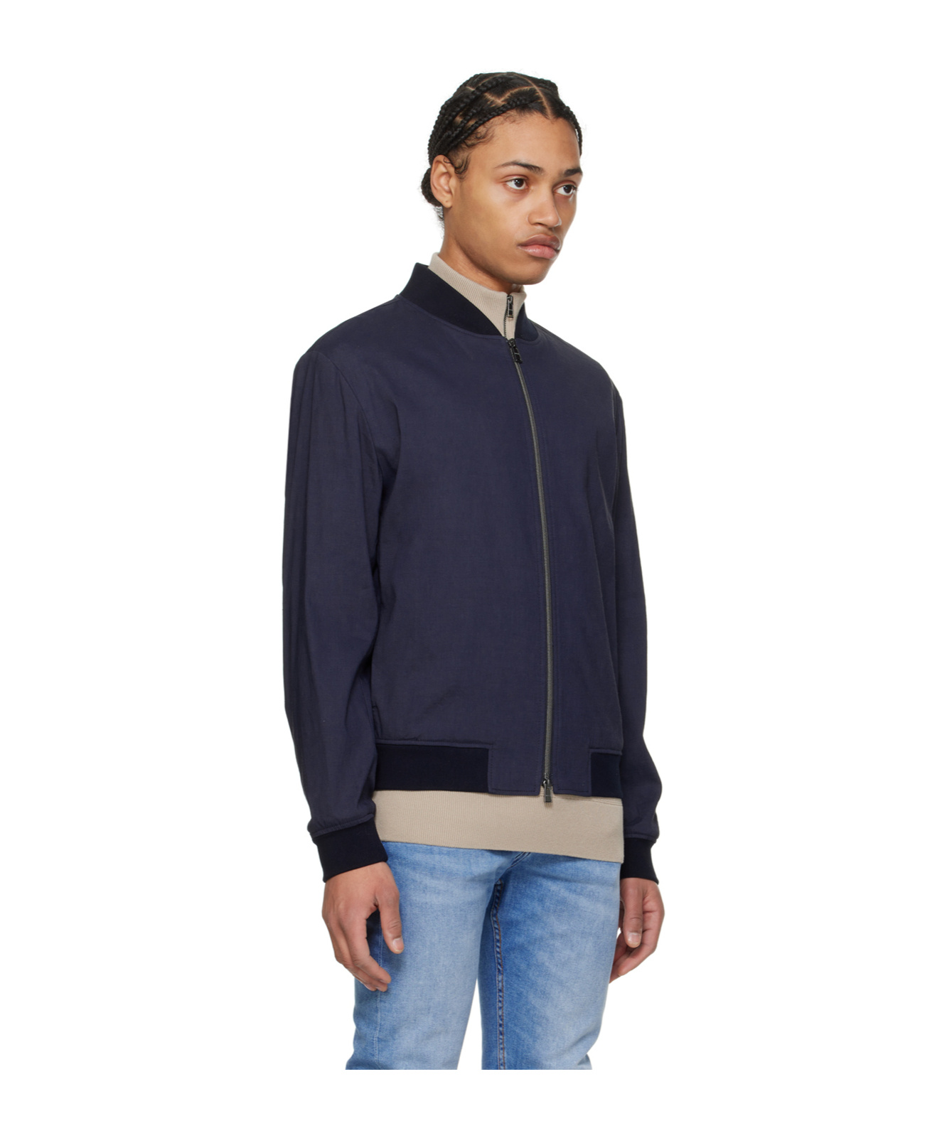 Hugo Boss Jacket With A Stand-neck Zipper In Black