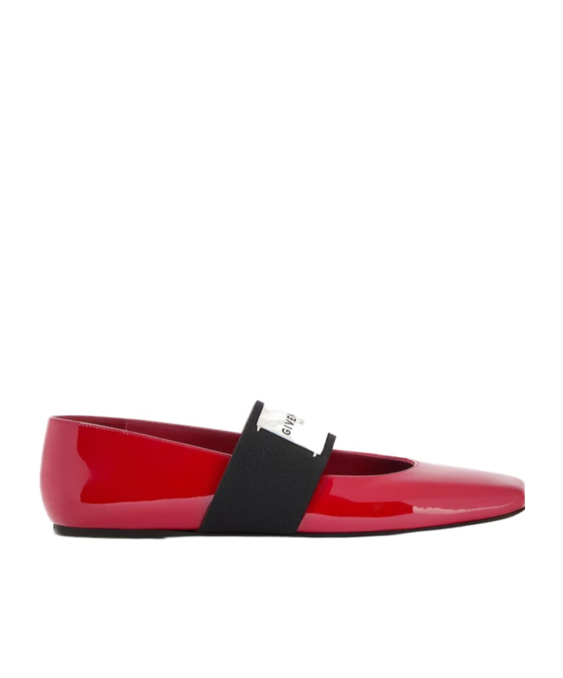 Givenchy Sliced Square Label Patent Leather Ballerina Flats In Blue