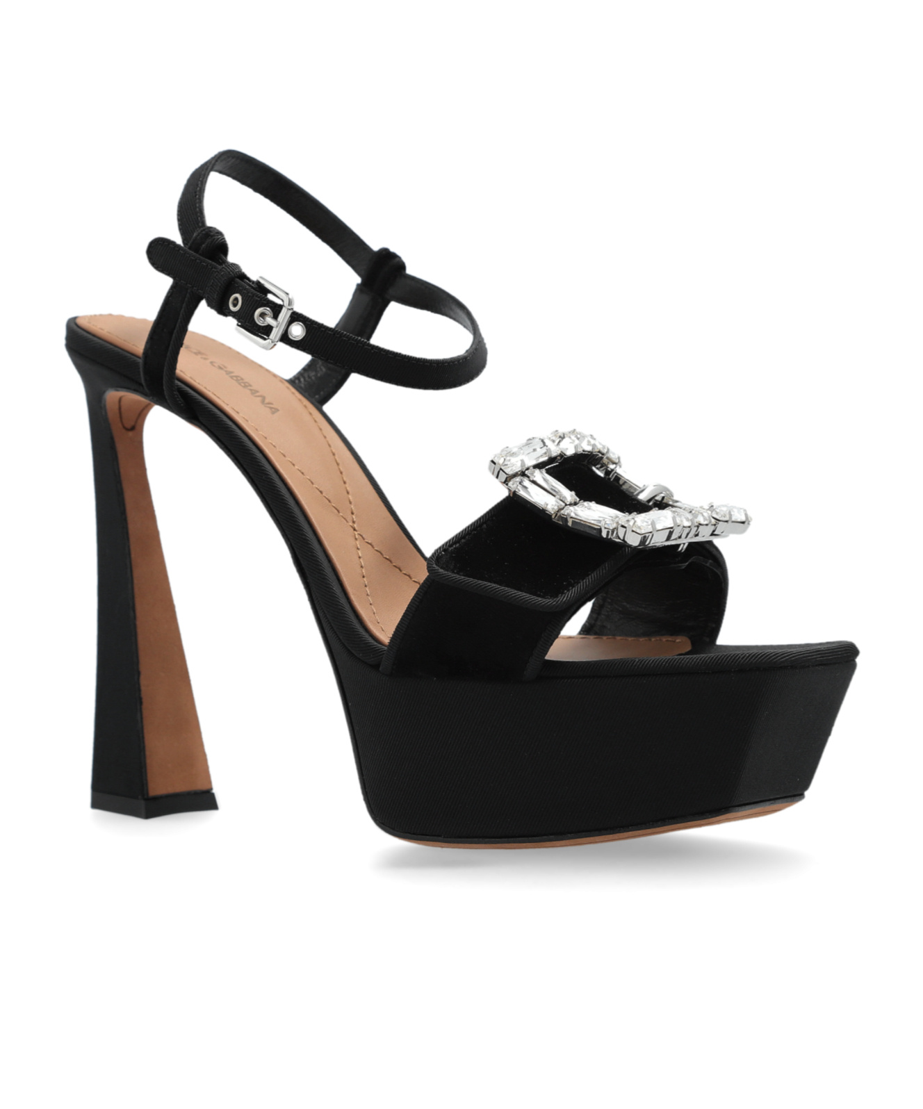 Dolce & Gabbana Crystal-buckle Sandals In Black