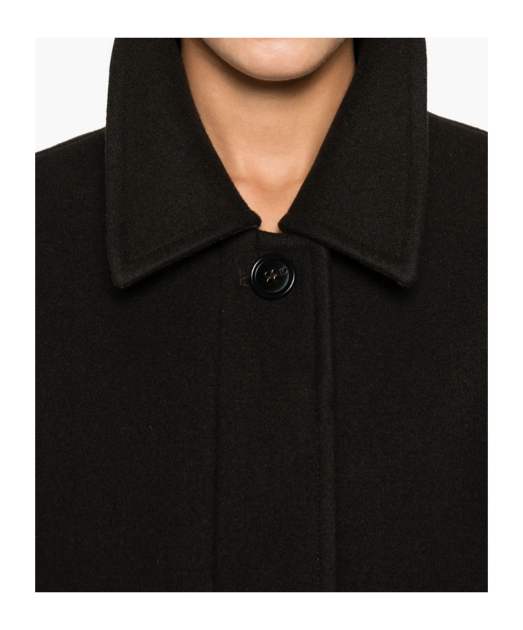 Low Classic Single-breasted Coat In Black
