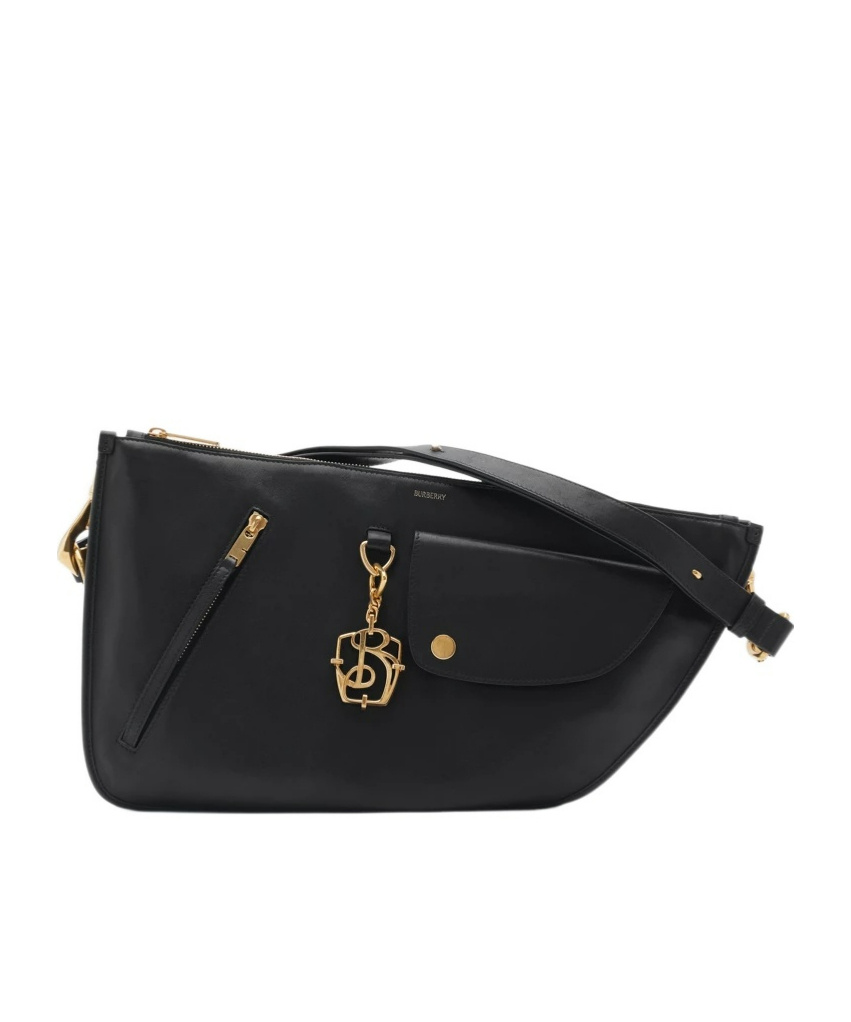 Shop Burberry Shield Twin Bag In Black