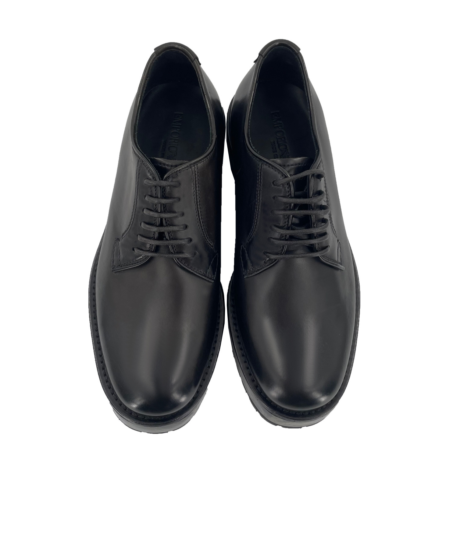 Emporio Armani Round Head Lacing Business Shoes In Black