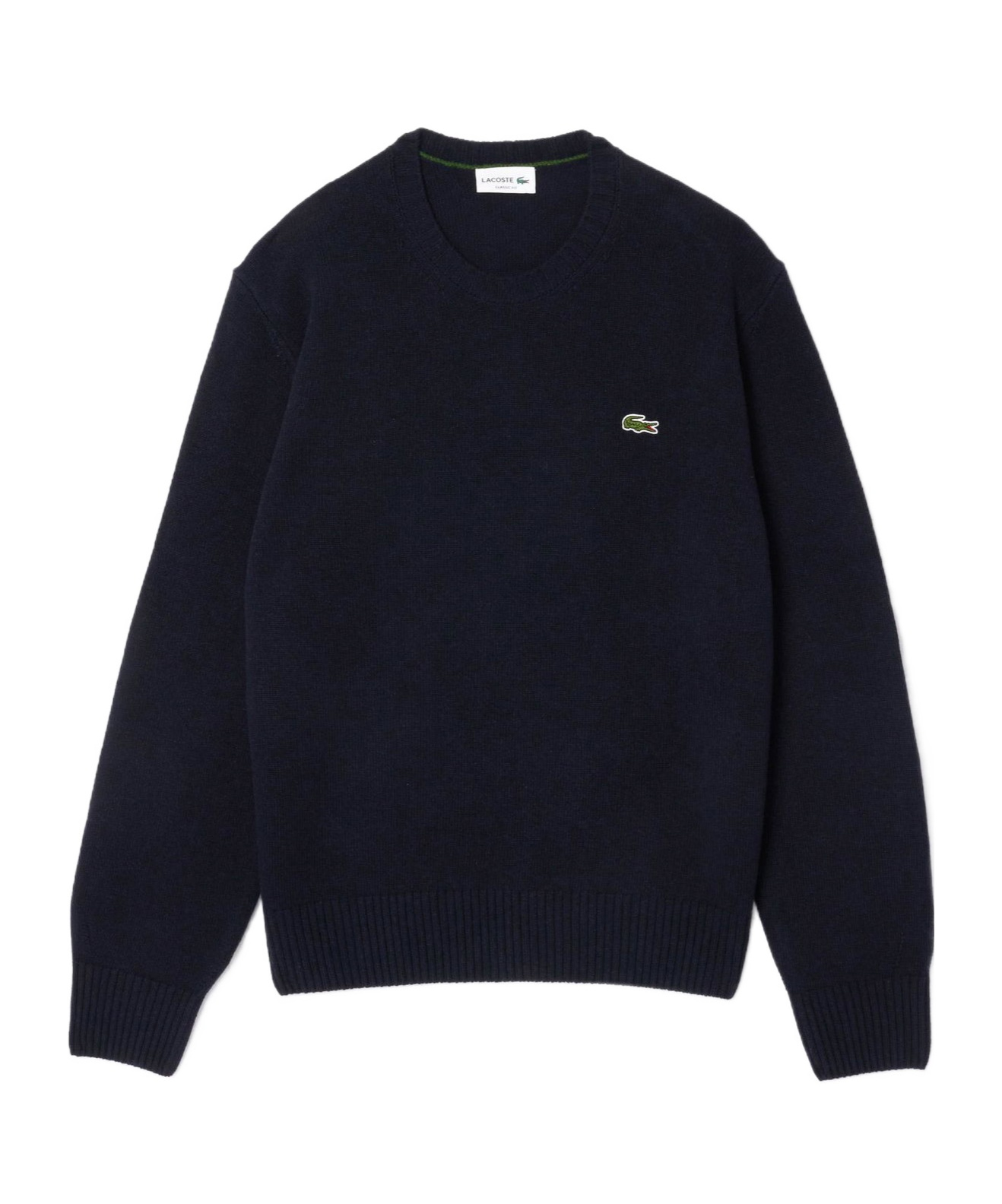 Lacoste Organic Cotton Sweater Round Neck Navy Blue In Blue