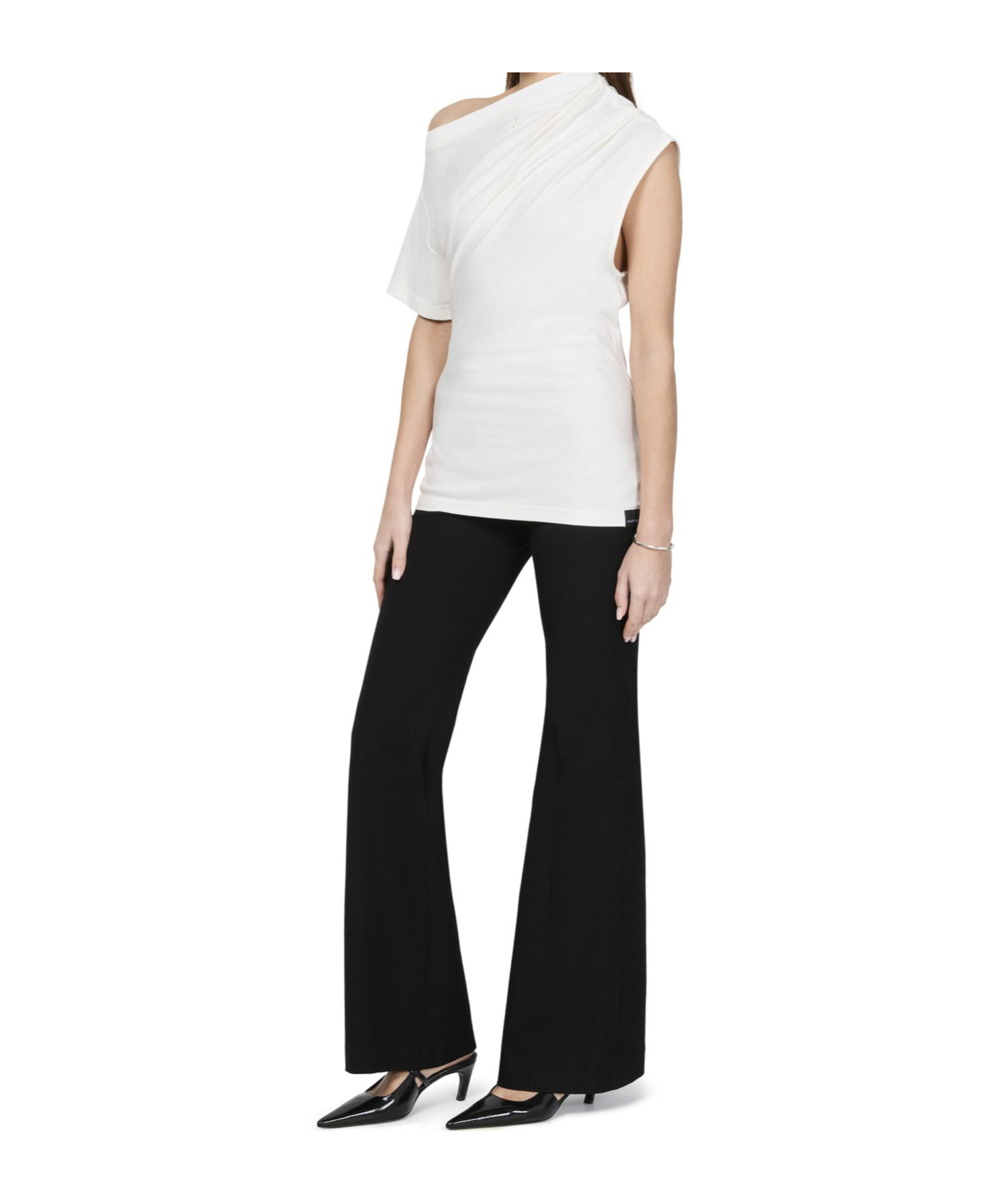 Courrèges Twist Asymetrical T-shirt In White