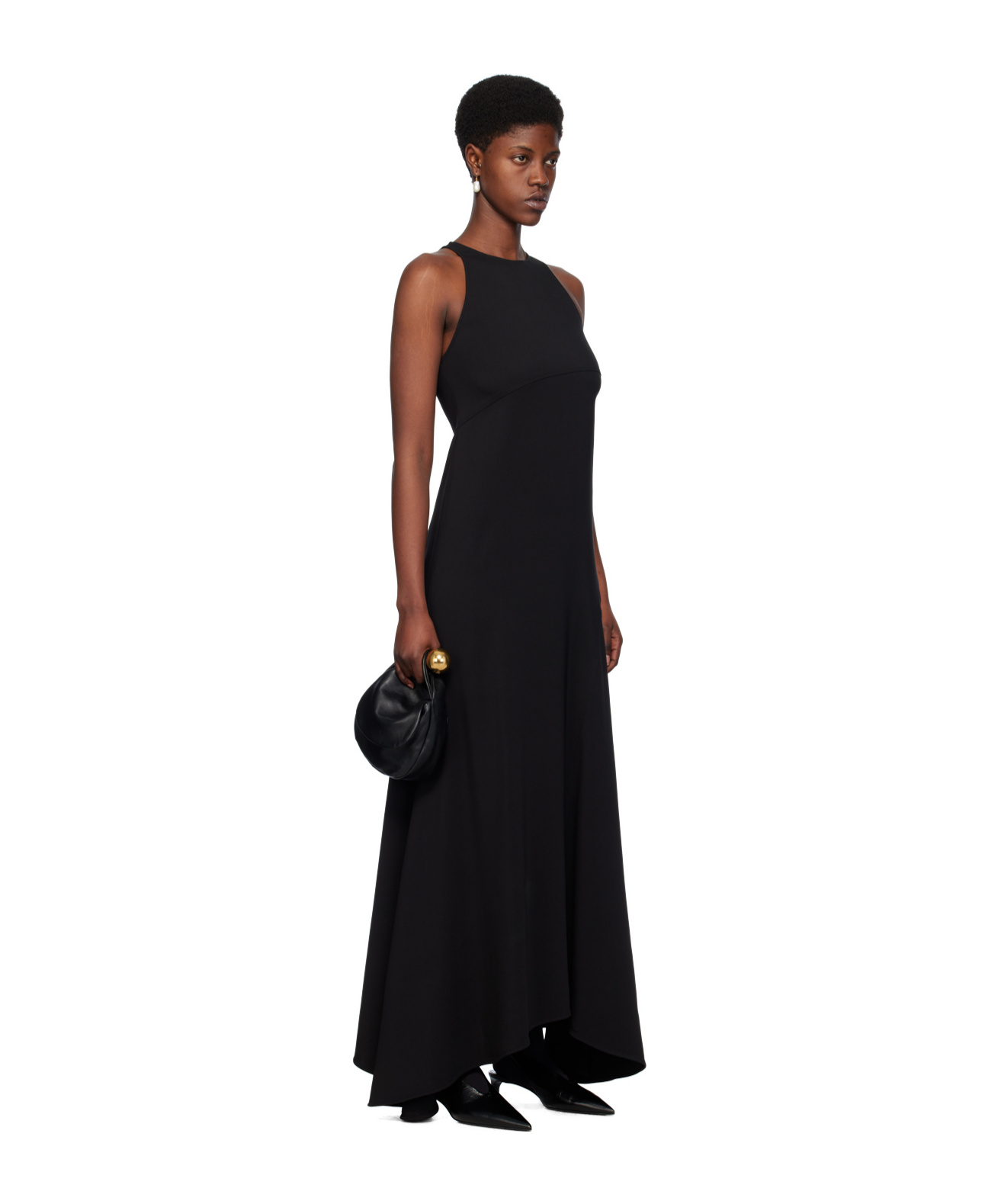 Jil Sander Felted-wool Shift Maxi Dress In Black