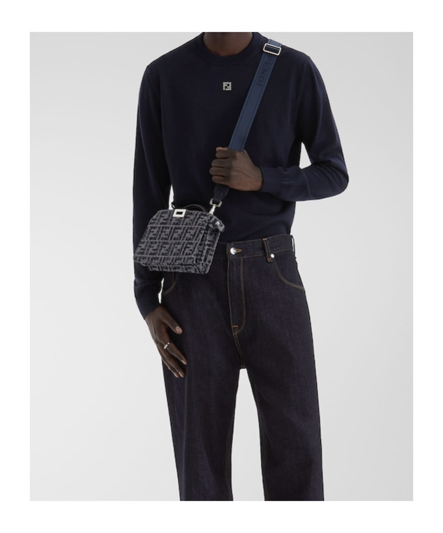 Fendi Wool Sweater With Ff Metal Logo In Black