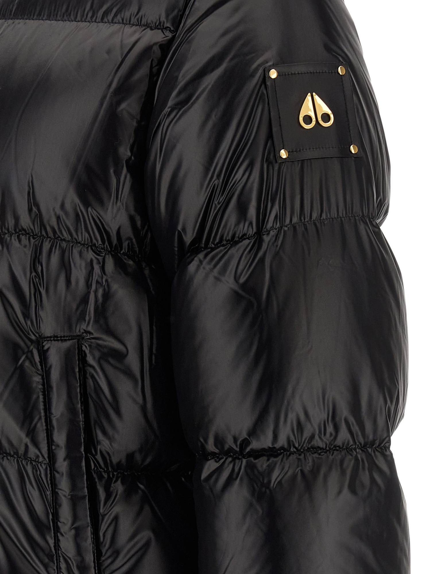 Moose Knuckles Long-sleeved Hooded Cotton Jacket In Black