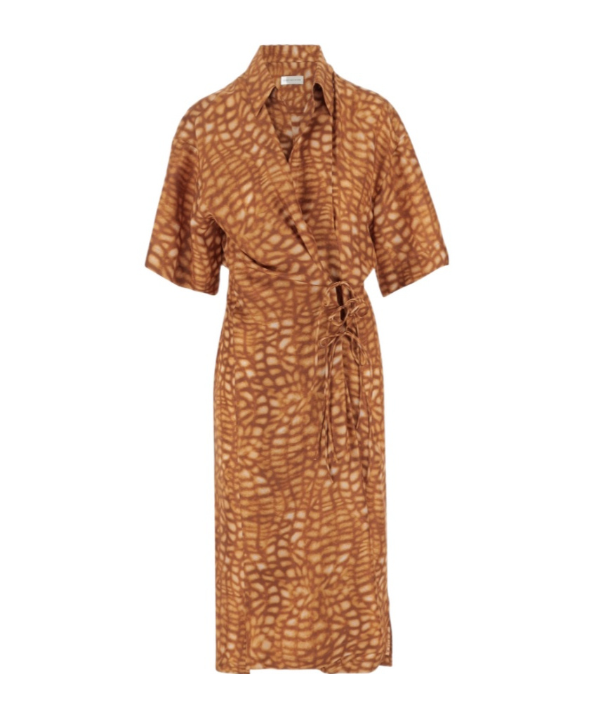 Dries Van Noten Strap-up Dress In Brown