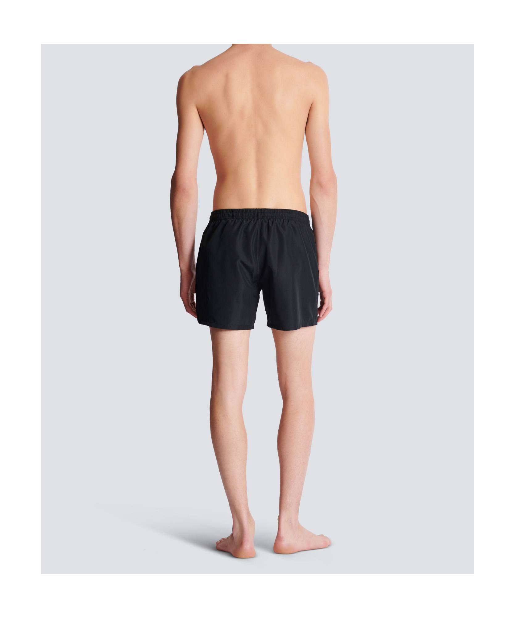 Shop Balmain Logo Swim Shorts In Black