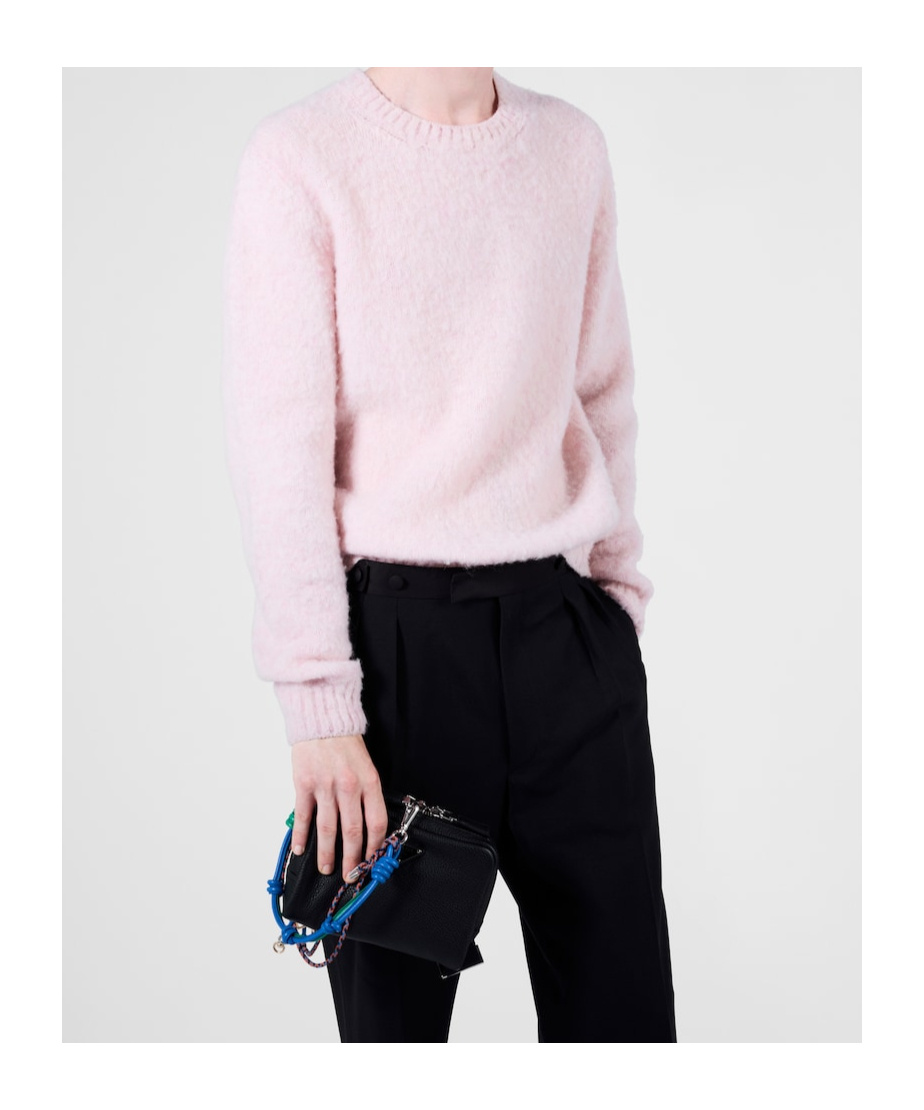Prada Wool Stretch Pant Cuffed Hem In Pink
