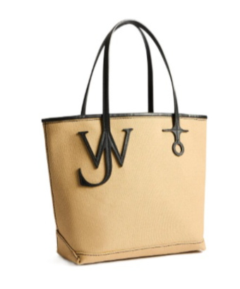 Jw Anderson Anchor Small Leather-trimmed Canvas Tote In Brown