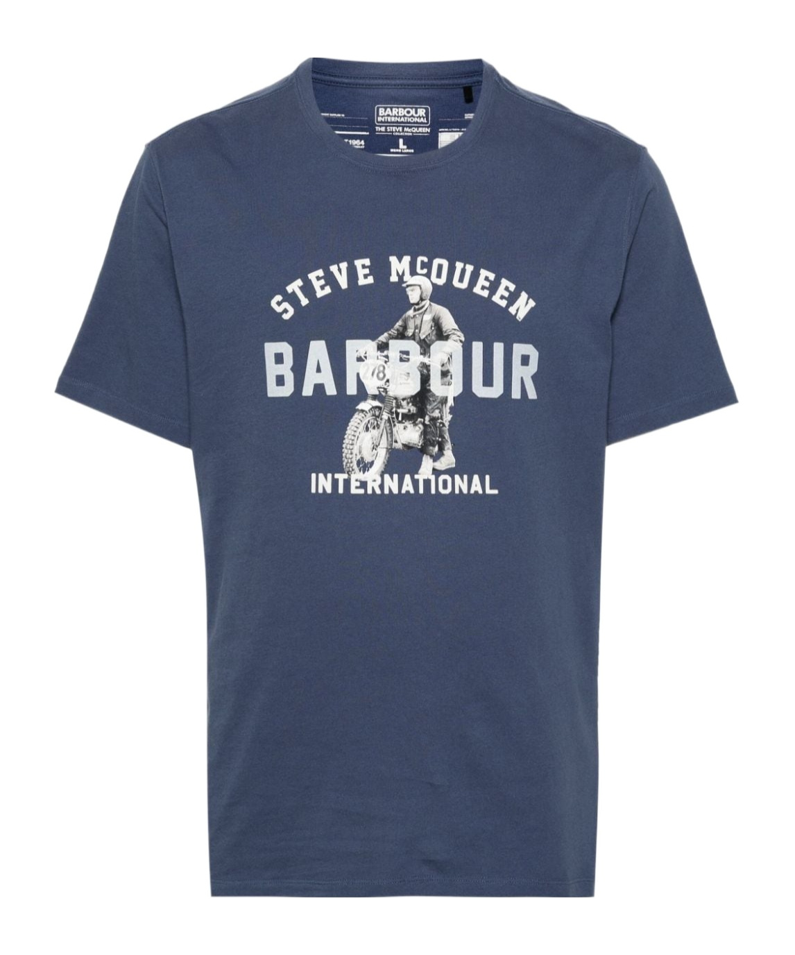 Shop Barbour X Steve Mcqueen Logo-print T-shirt In Blue