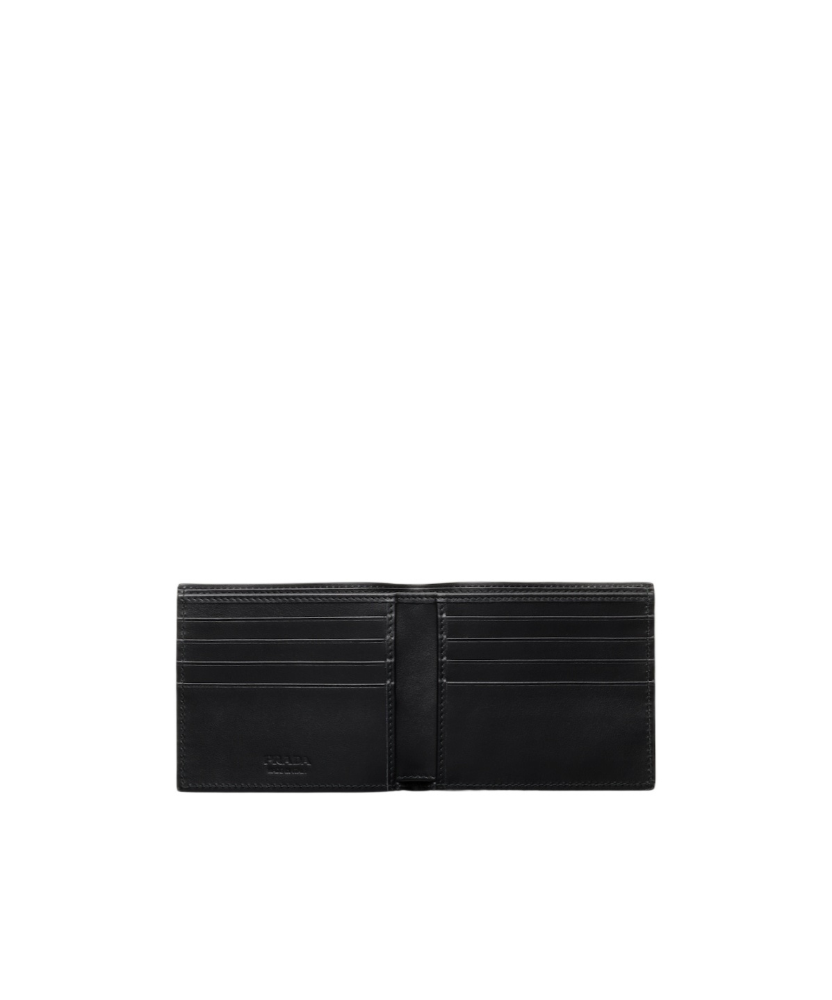 Prada Enamel Triangle-logo Wallet In Black