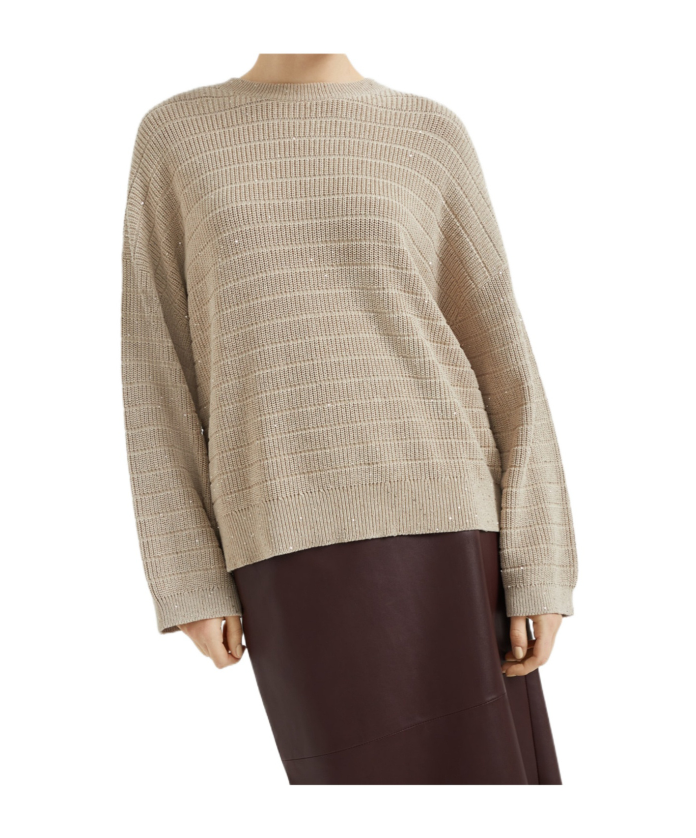 Brunello Cucinelli Cotton-blend Sequin-embellished Sweater In Neutral