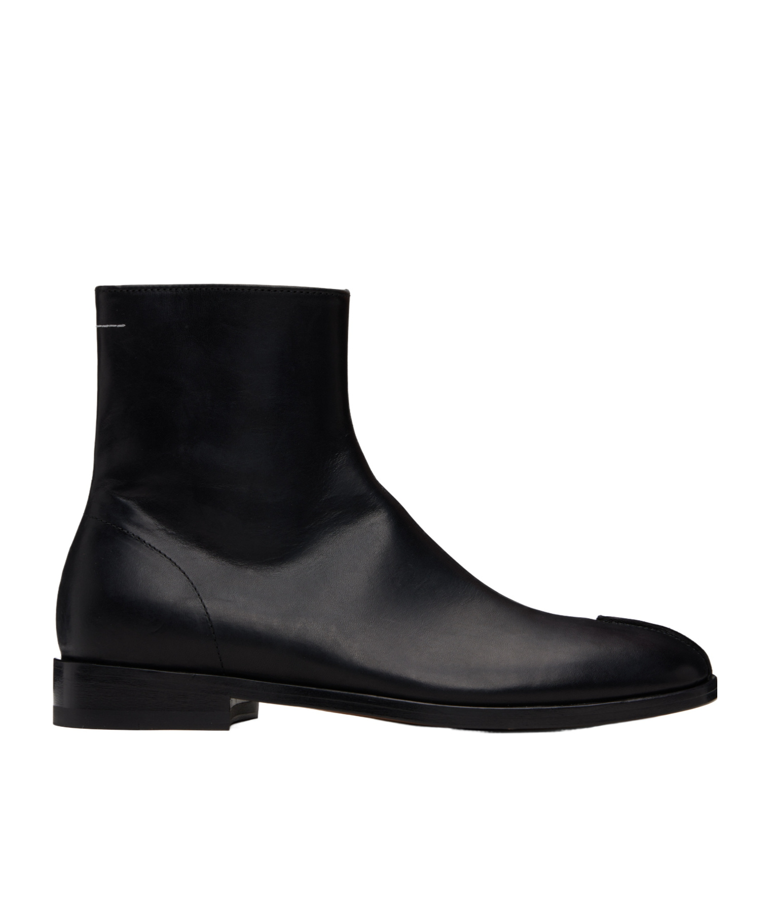 Mm6 Maison Margiela Black Shiny Vegetable Tanned Leather Trunk Boots In Black