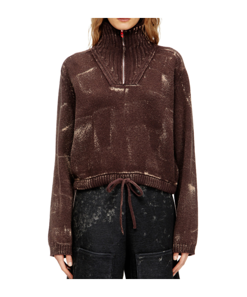 Diesel M-marcellette Half-zip Sweater In Brown