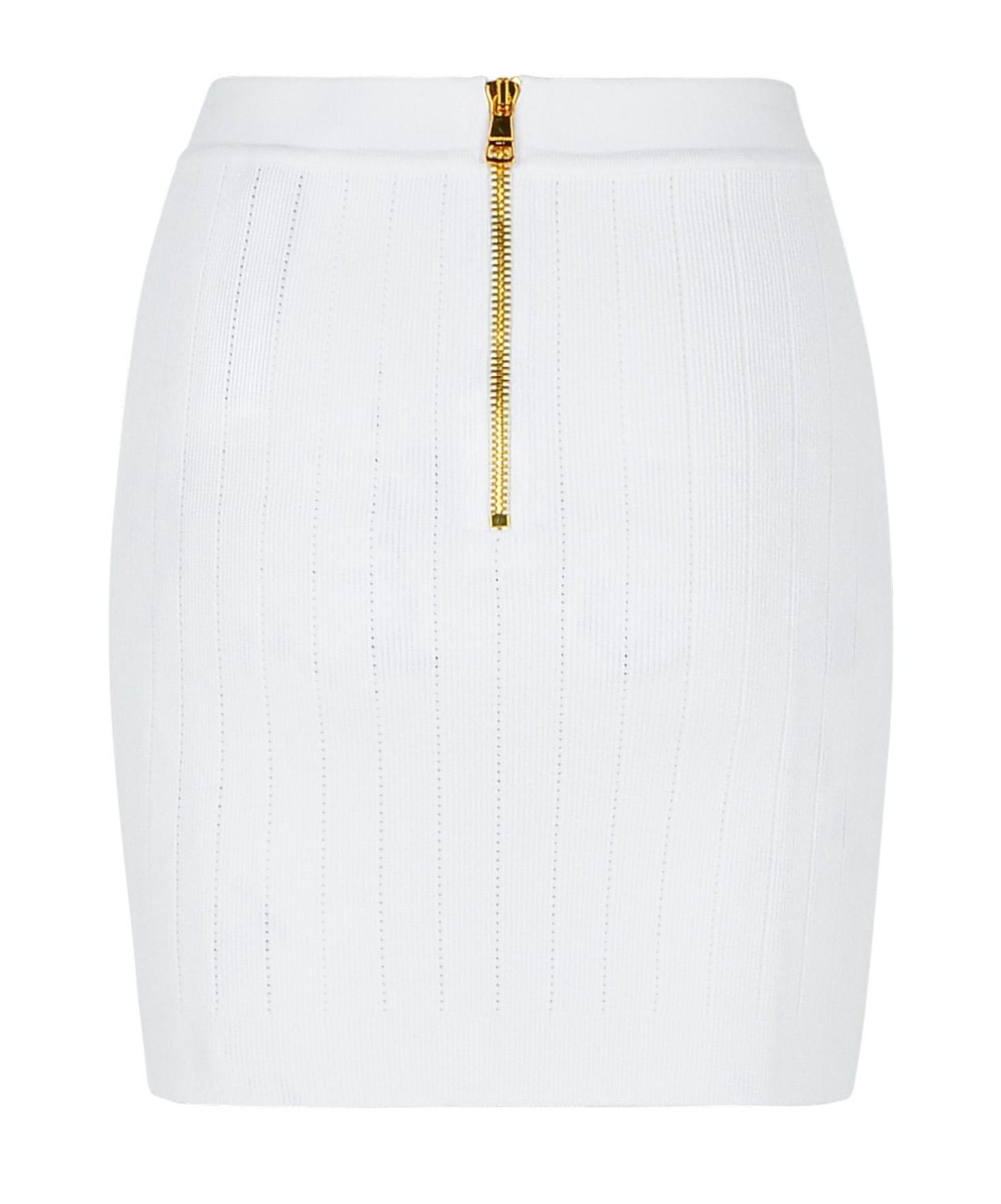 Shop Balmain Button Detailed High-rise Mini Skirt In White
