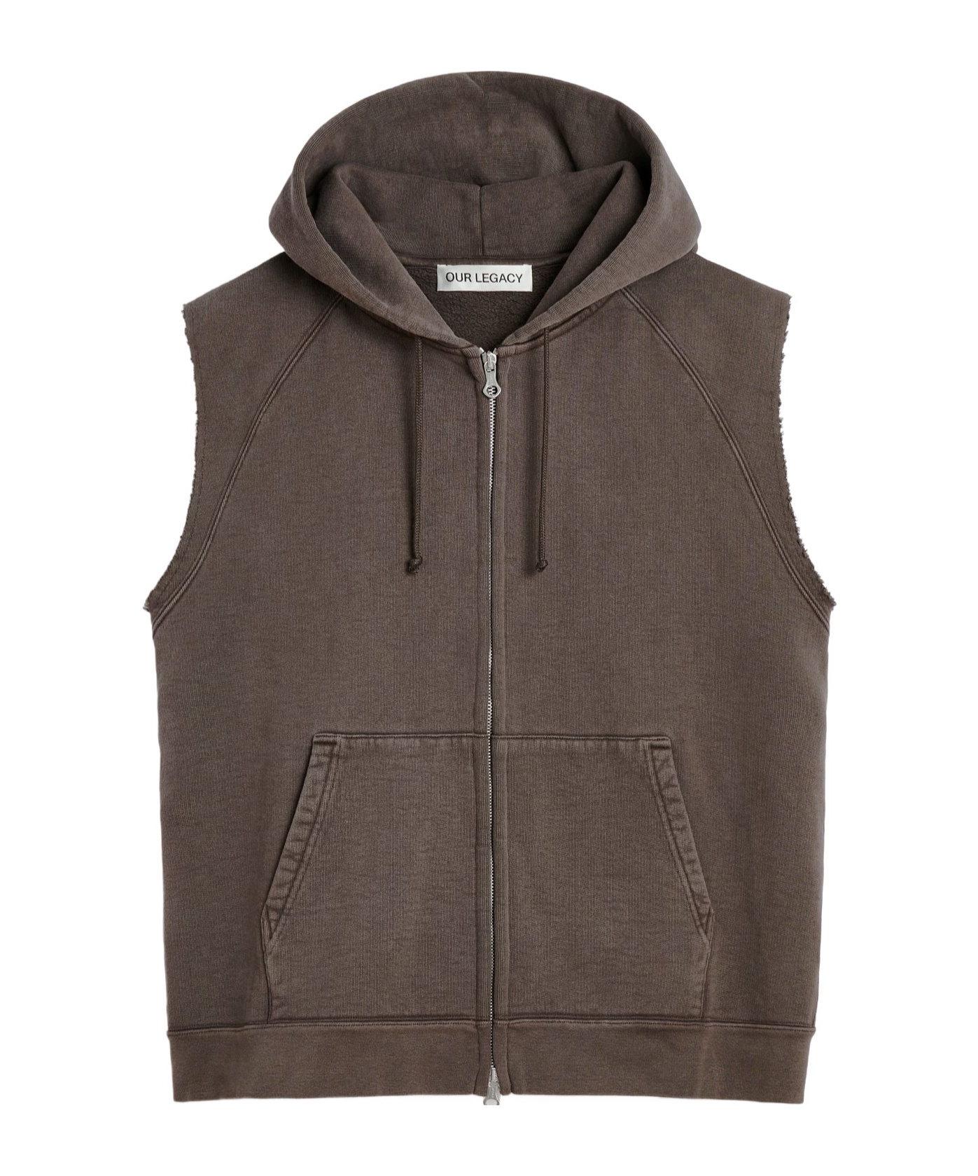 Our Legacy Hooded Vest With Front Pockets In Brown