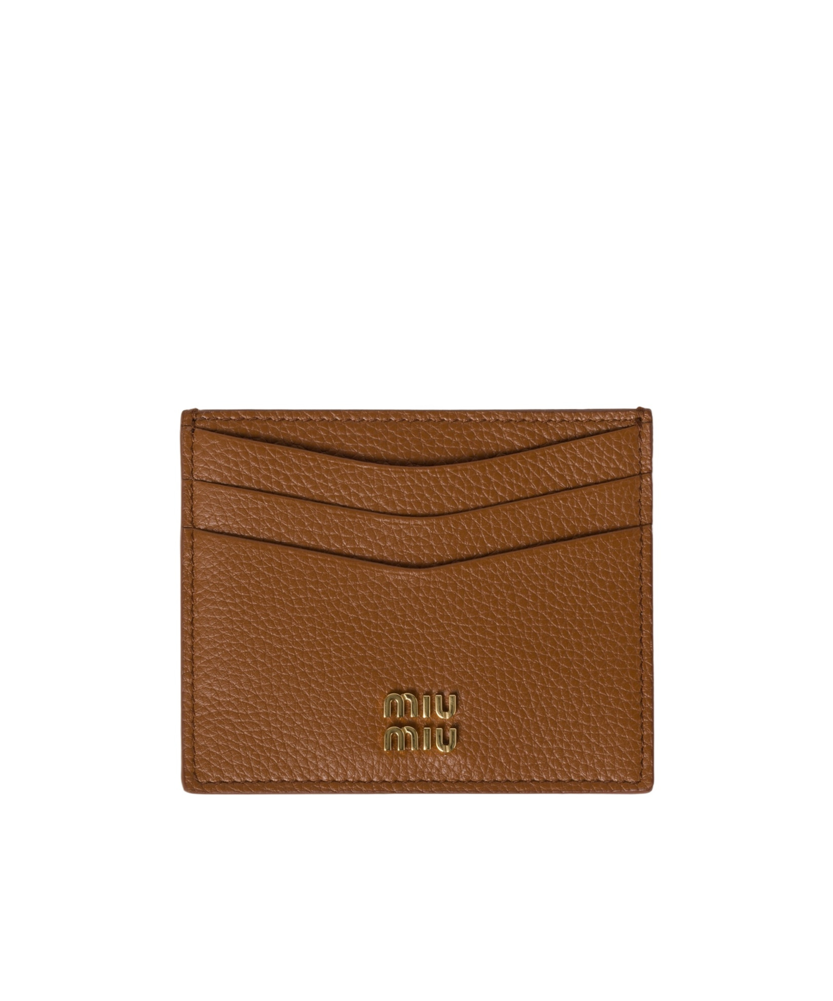 Miu Miu Leather Card Holder In Brown
