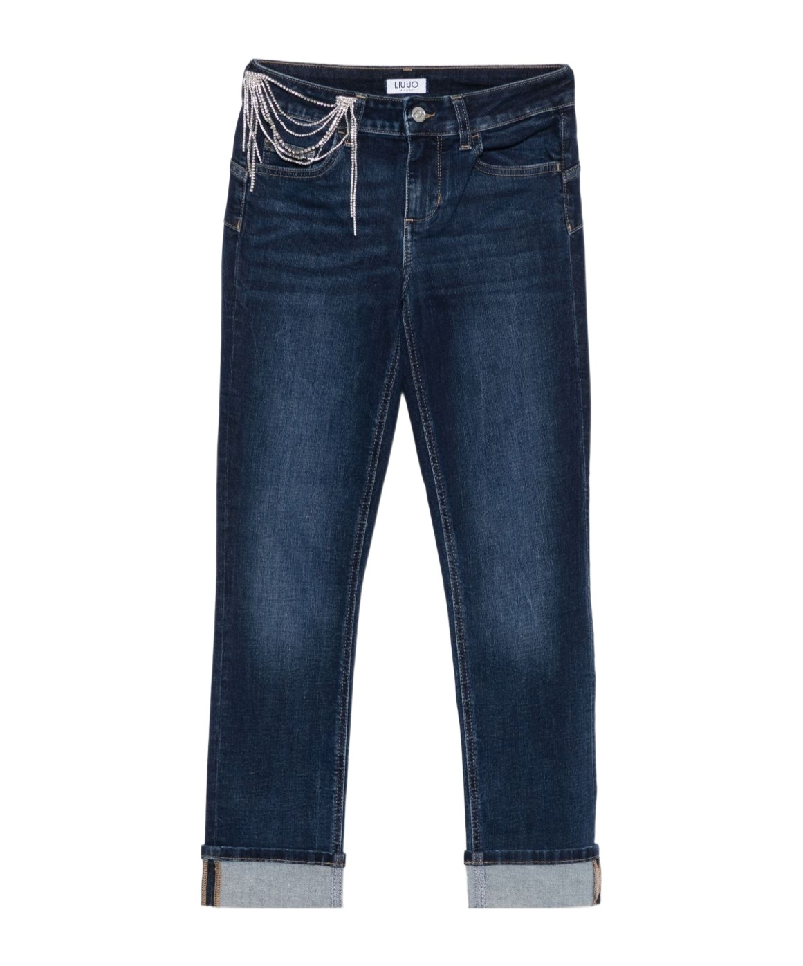 Liu •jo Rhinestone-embellished Straight-leg Jeans In Blue