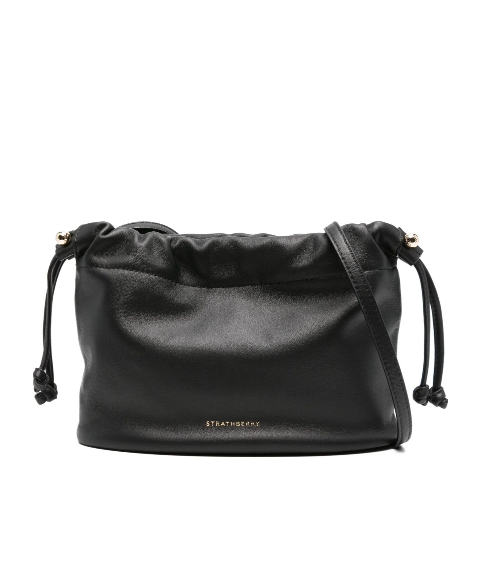 Strathberry Charlotte Drawstring Soft Nappa Black Bags In Black