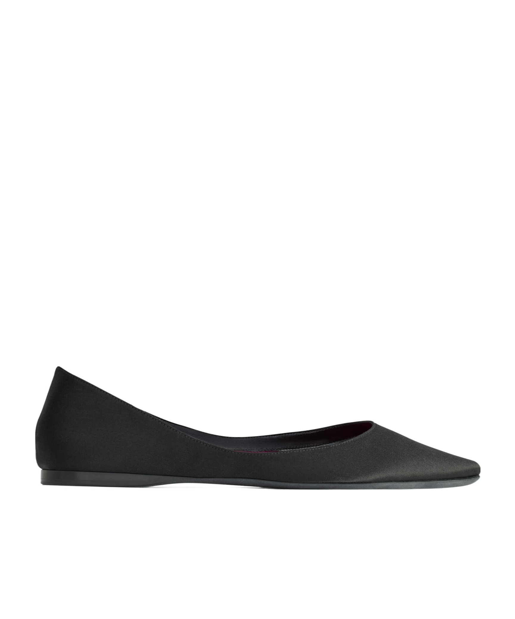 Saint Laurent Round Toe Ballet Shoes In Black