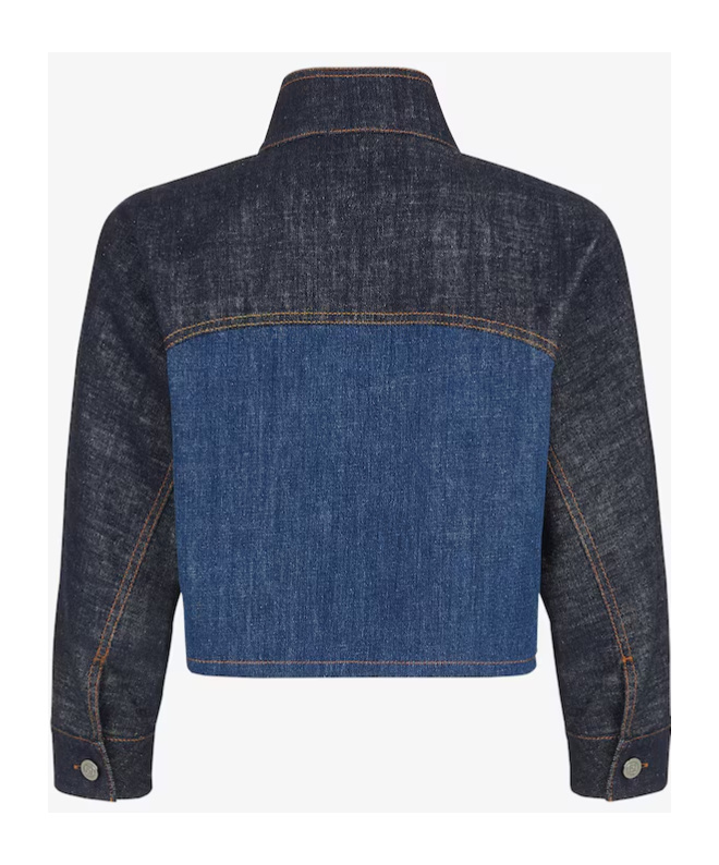 Shop Fendi Two-tone Denim Jacket In Black