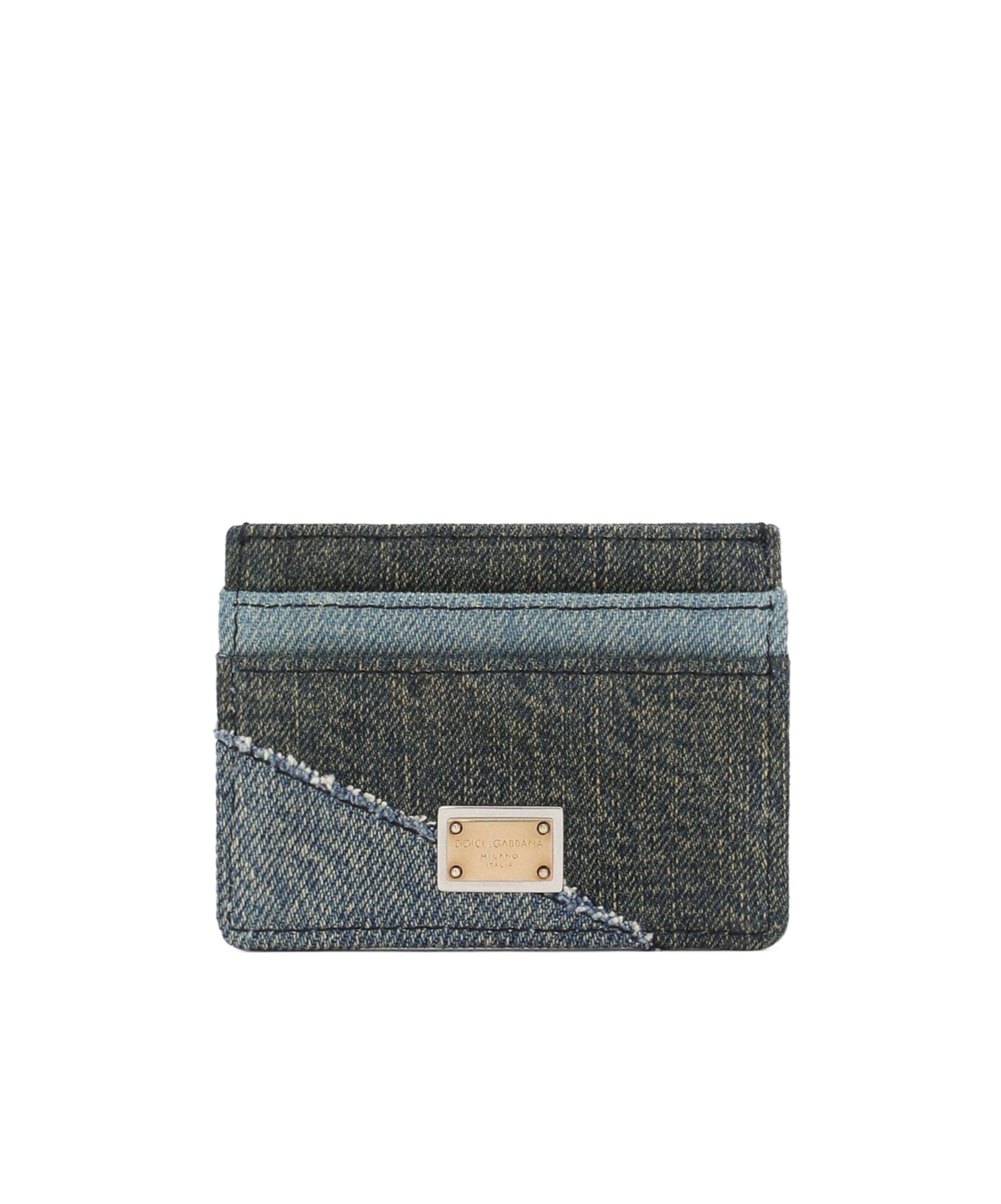 Dolce & Gabbana Logo-plaque Patchwork Card Holder In Black
