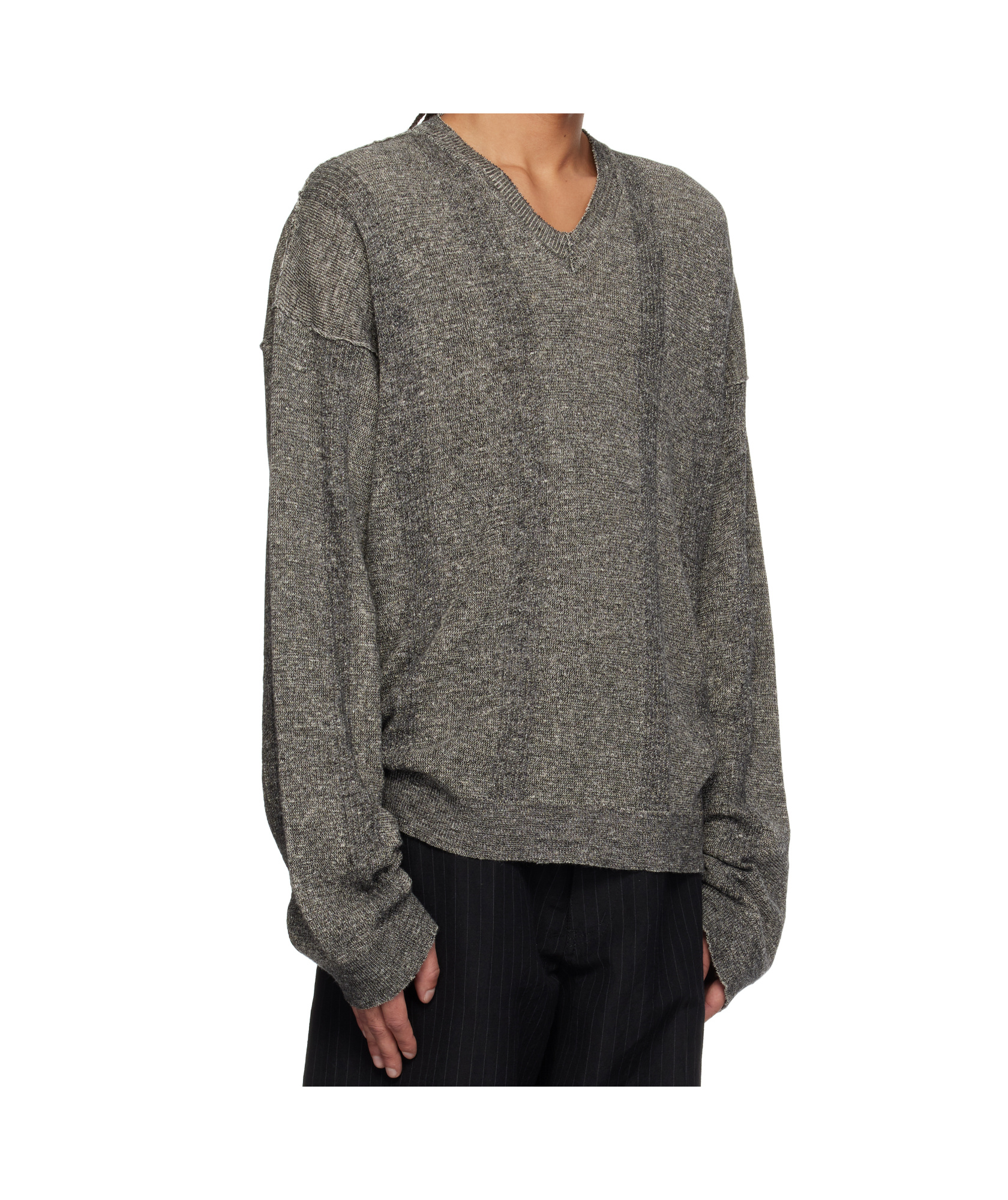 Maison Margiela V-neck Skintwear In Grey Linen And Cotton In Gray