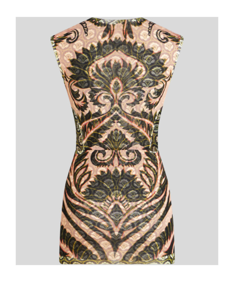 Shop Etro Printed Tulle Top In Nude