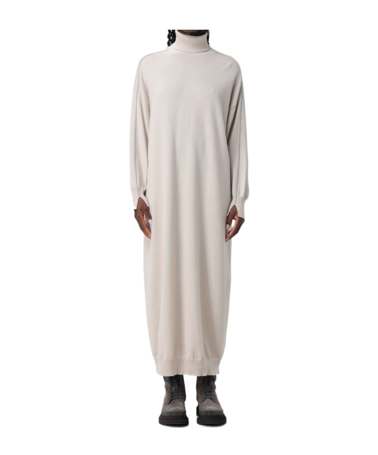 Brunello Cucinelli Long-sleeved Dress In Nude