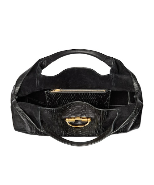 Gucci Softbit Python Maxi Shoulder Bag In Black