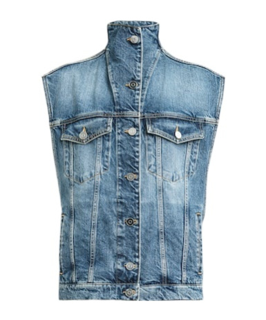 Alaïa Womens Alaia High-neck Faded-wash Regular-fit Denim-blend Vest In Blue