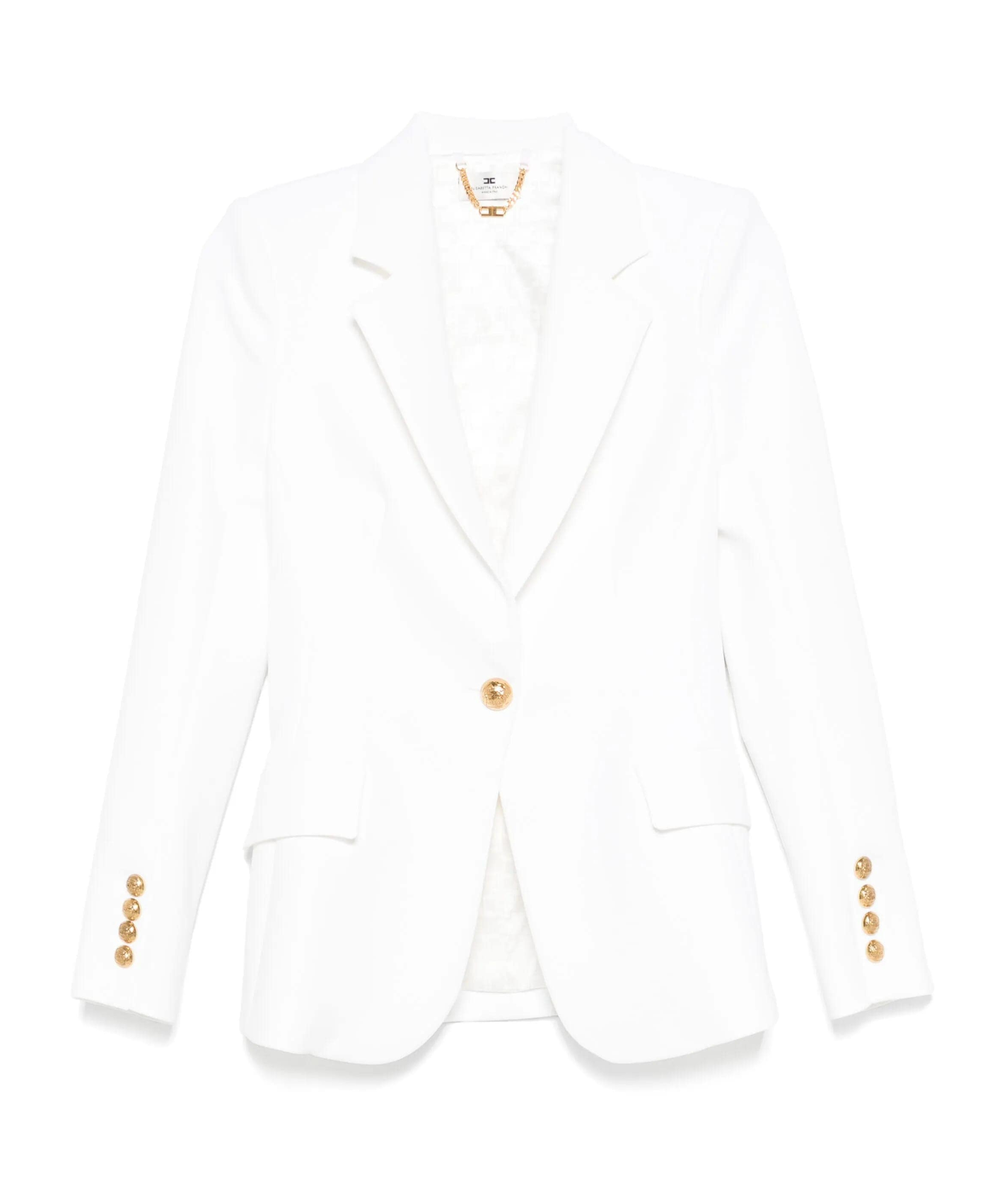Elisabetta Franchi Krepp-blazer Mit Riemendetail In White