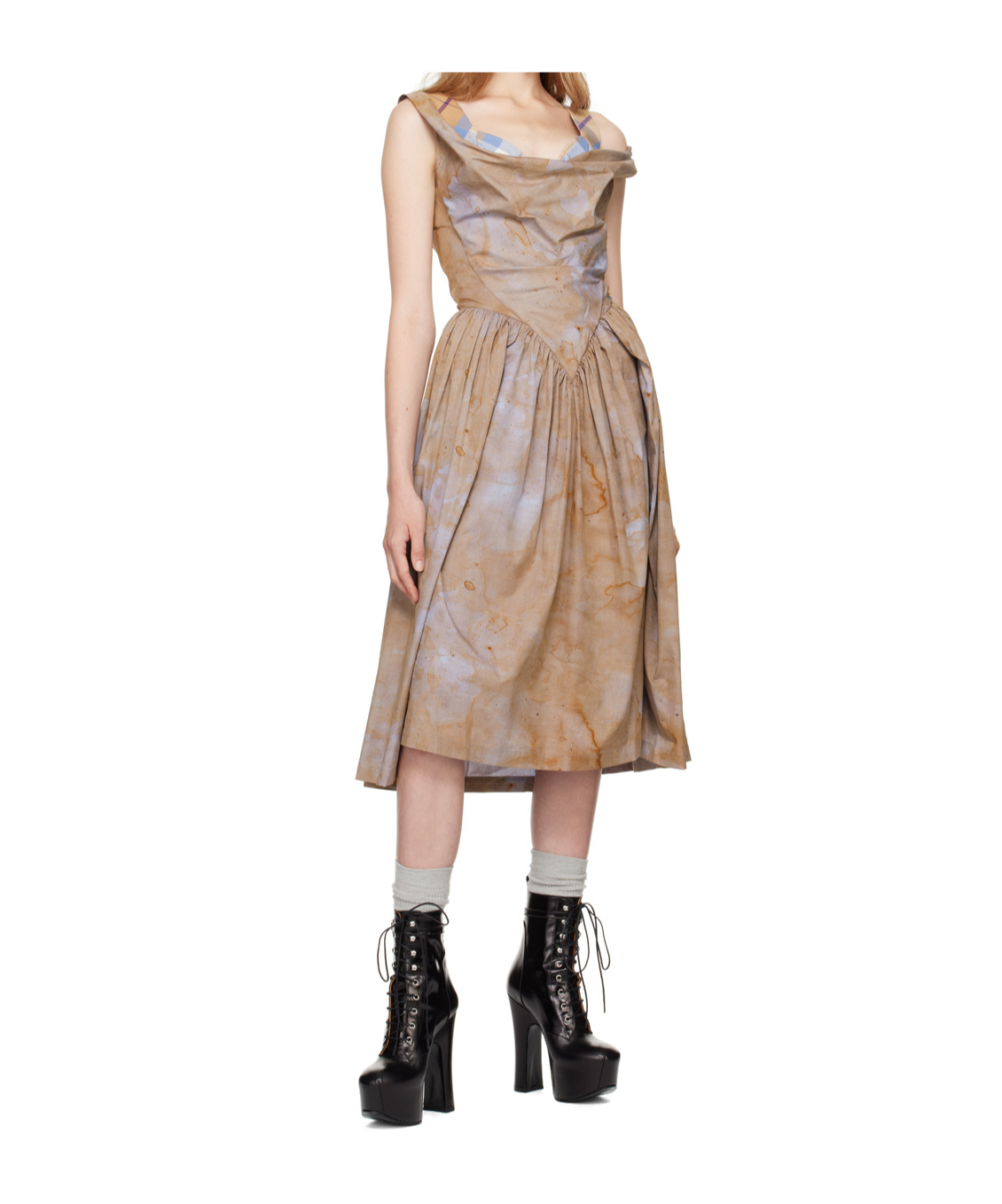 Vivienne Westwood Ssense Exclusive Capsule Brown Sunday Midi Dress In Small Stains