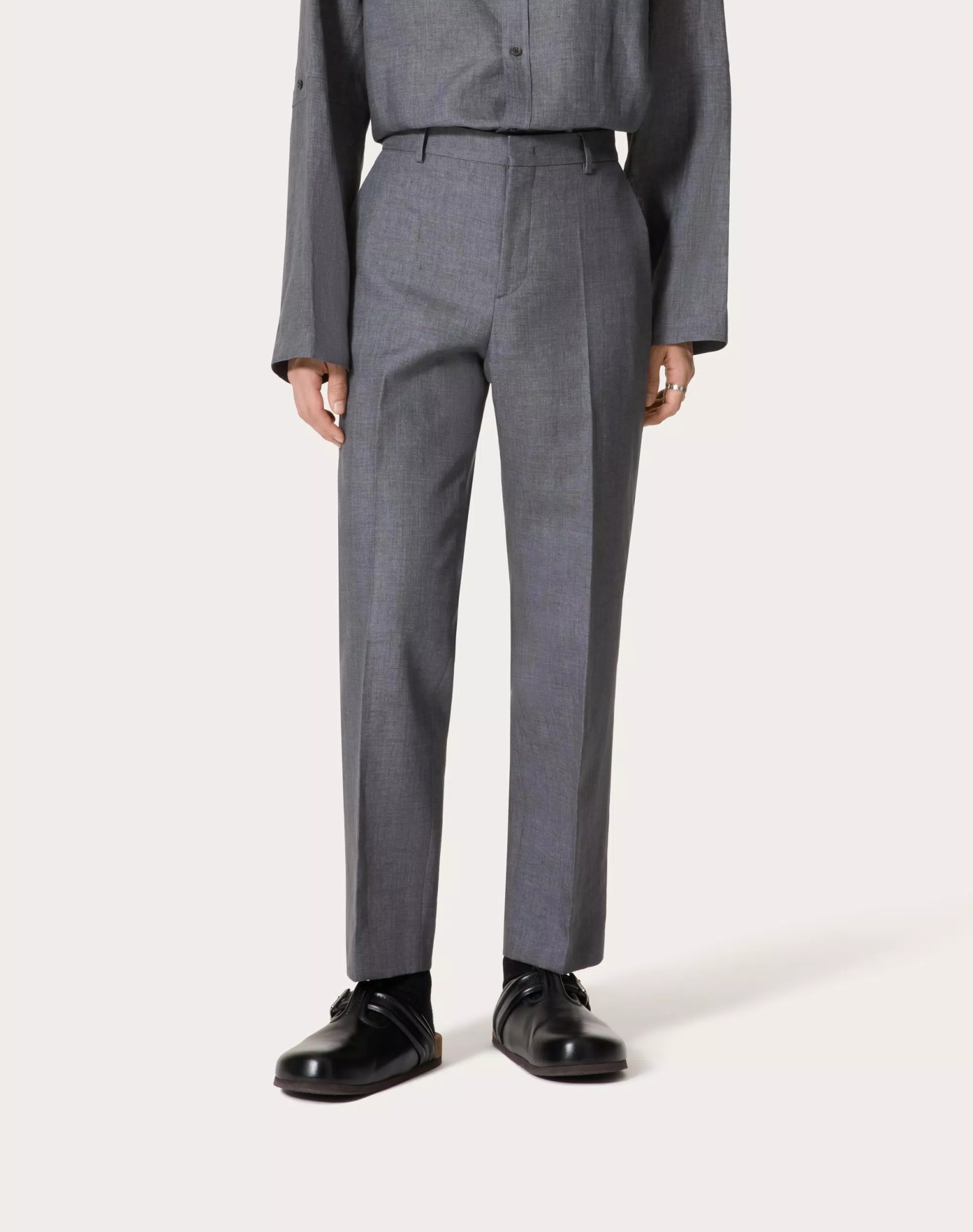 Valentino Belt-loop Casual Pants In Gray
