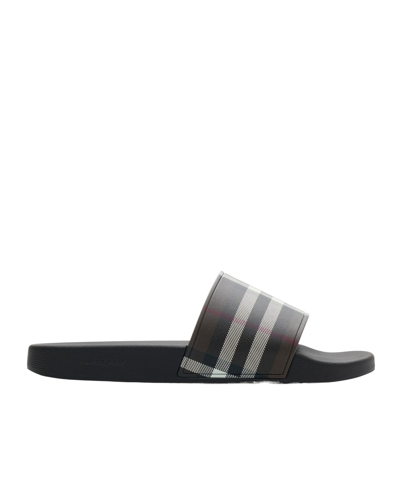 Burberry Check-print Flat Slides In Black