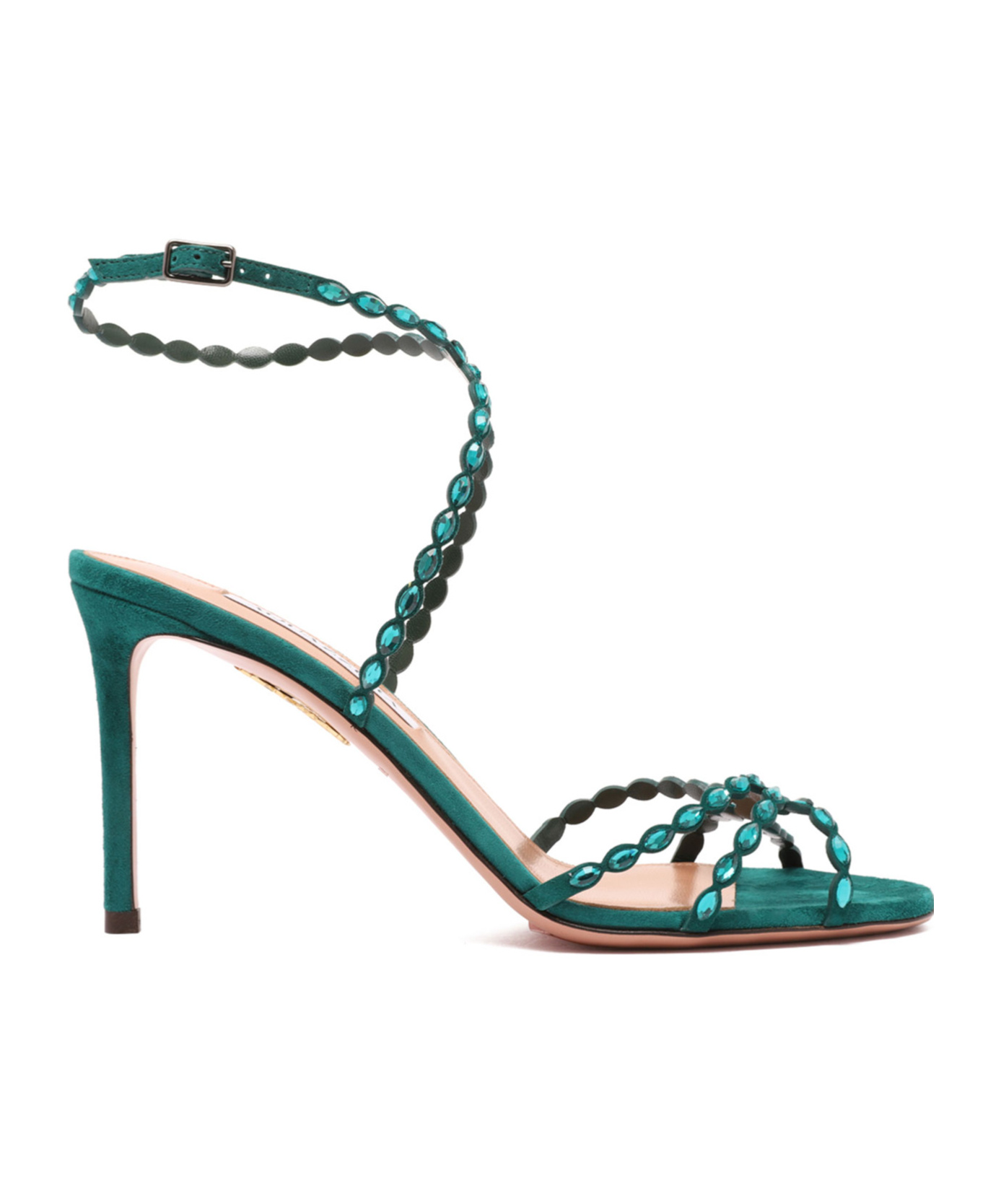 Aquazzura 90mm Love Struck Embellished Stiletto Sandals In Green