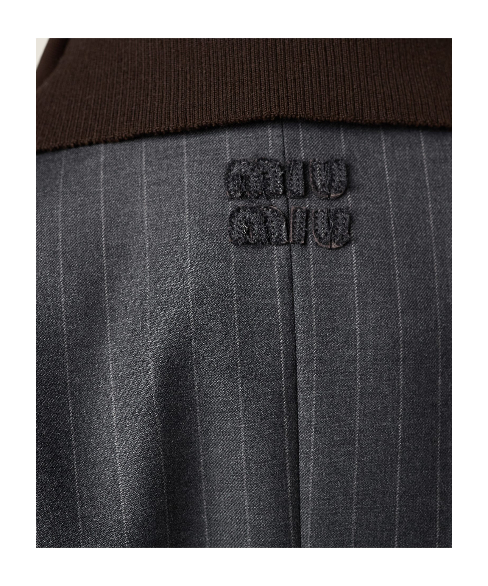 Miu Miu Pinstripe Lapel Jacket In Gray