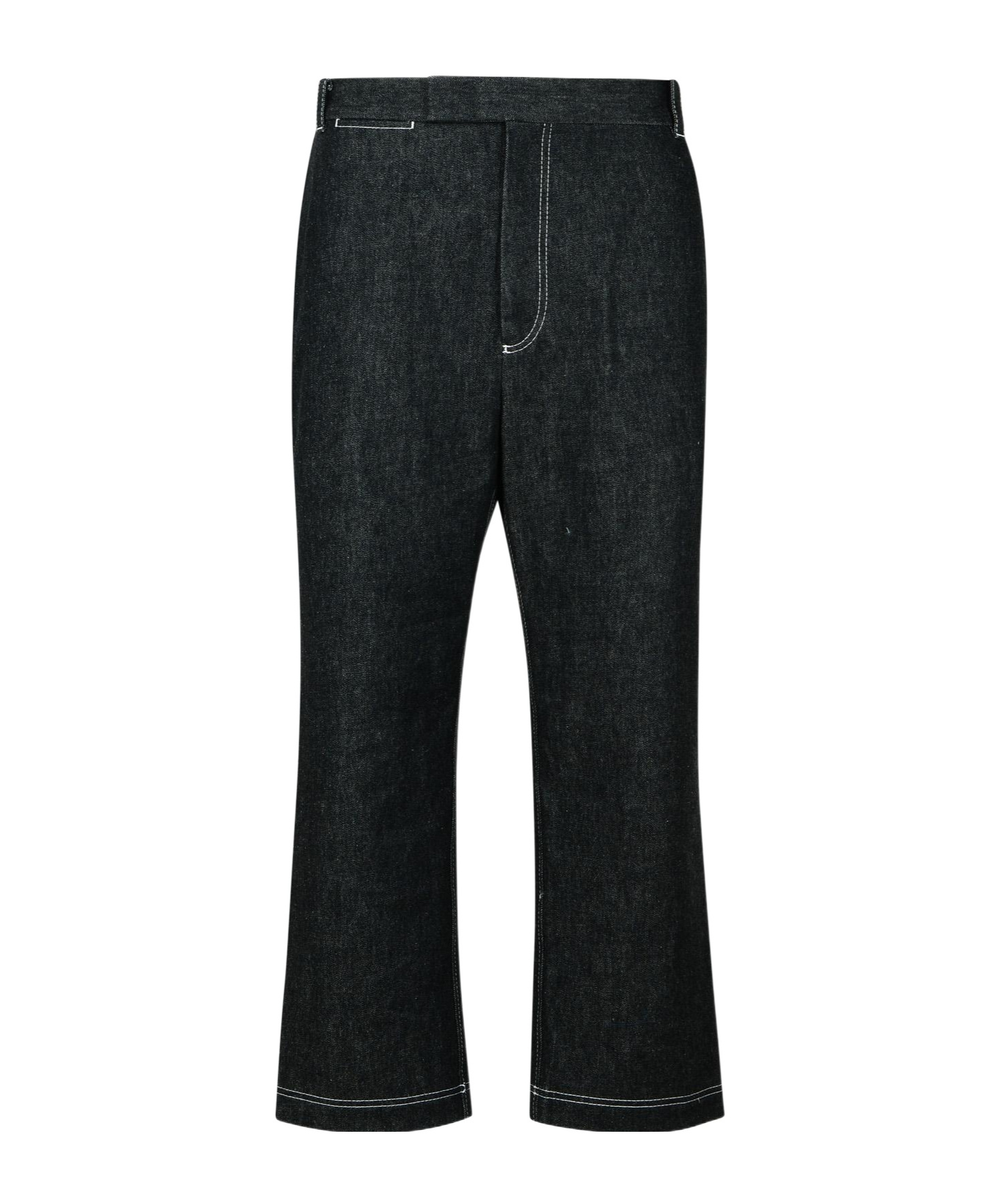 Thom Browne Mens Black Logo-tab Straight-leg Denim Jeans In Black