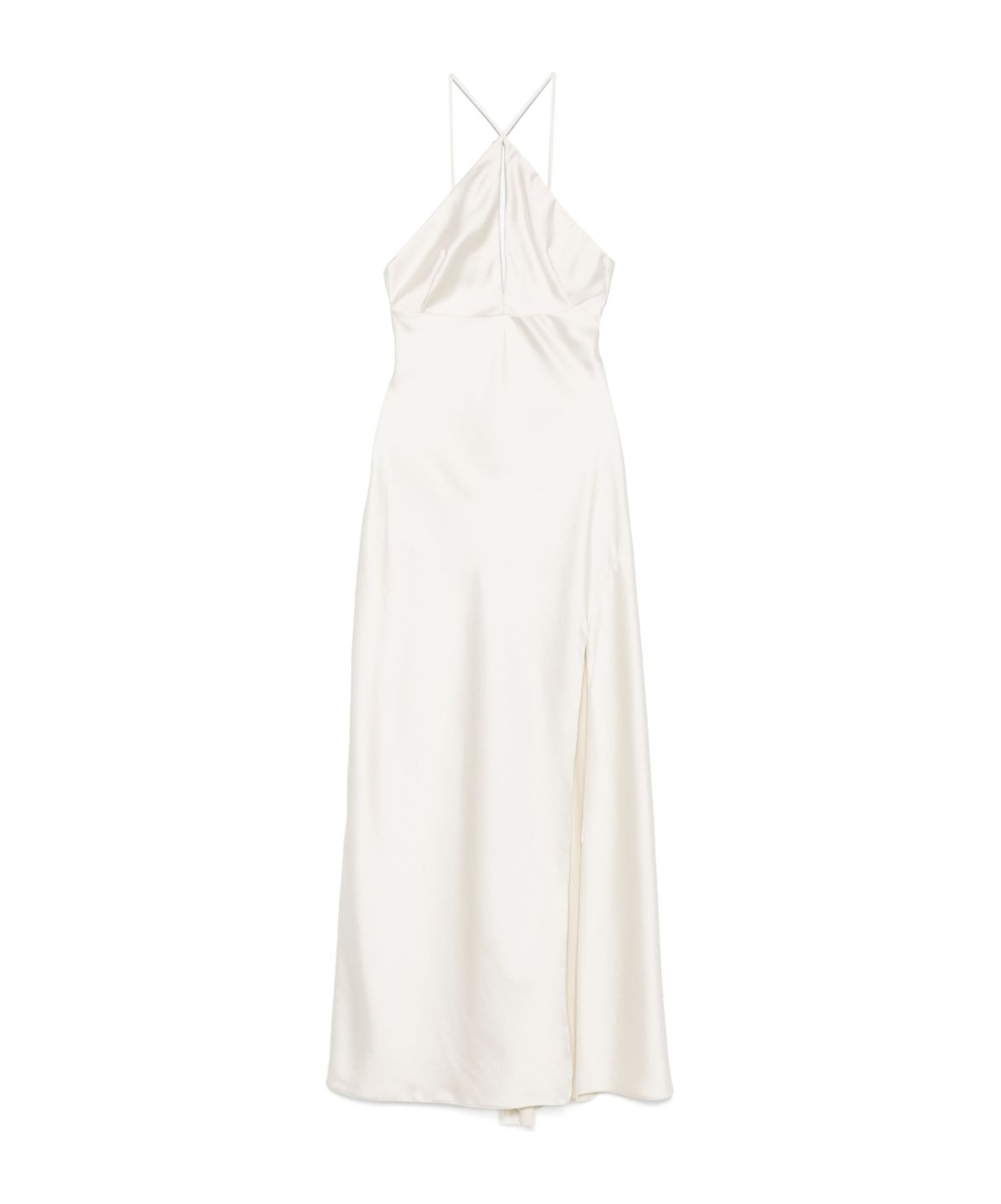 Patrizia Pepe Light Beige Maxi Dress With Keyhole Detail In White