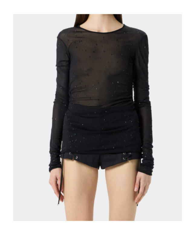 Blumarine Crystal-embellished T-shirt In Black