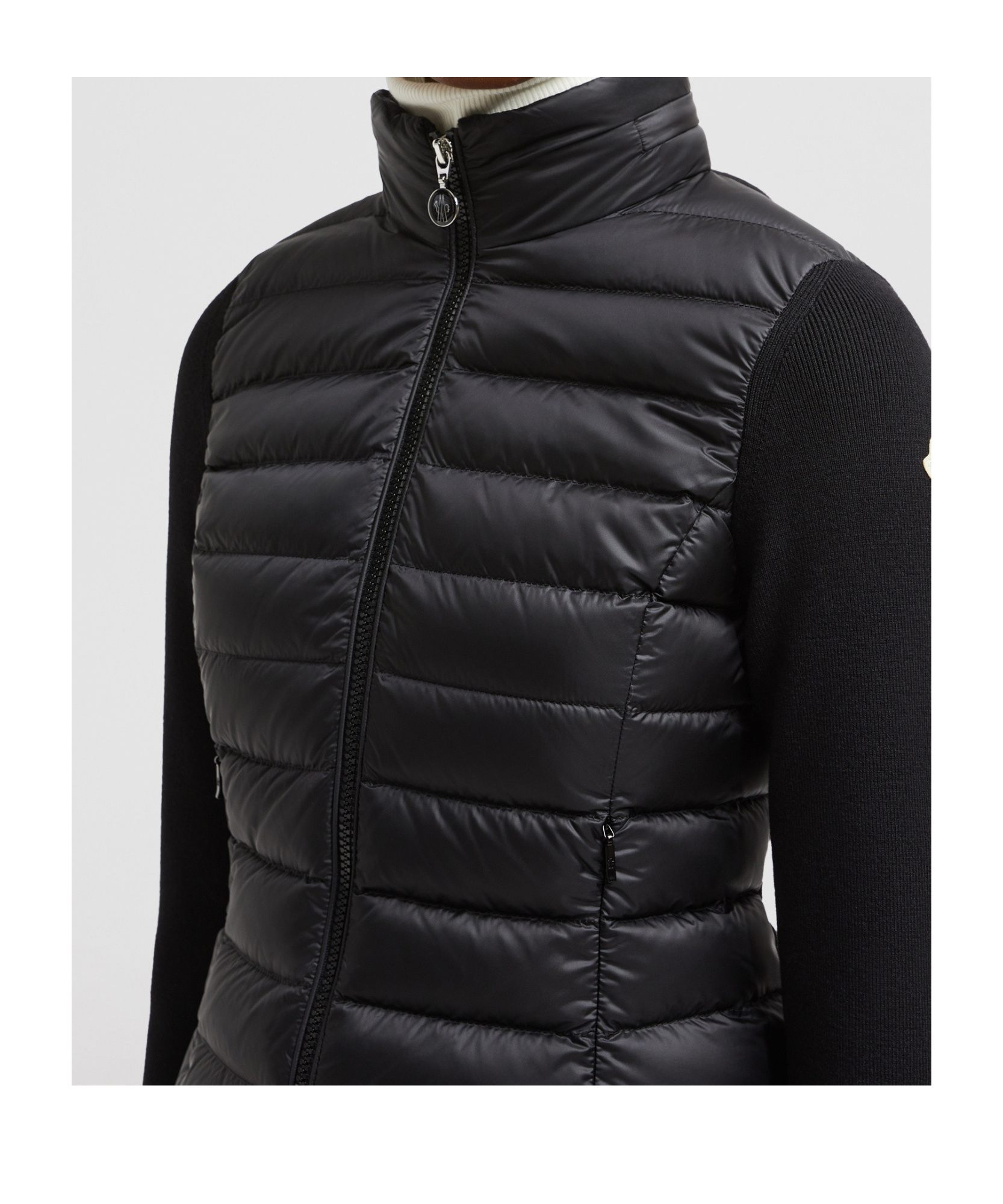 Moncler Padded Wool-blend Cardigan In Black