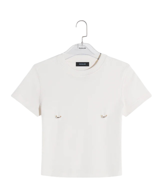 Shop Mugler Piercing T-shirt In White